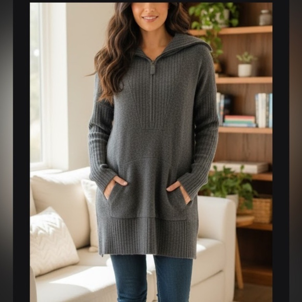 Barefoot Dreams Charcoal Cowl Neck Sweater